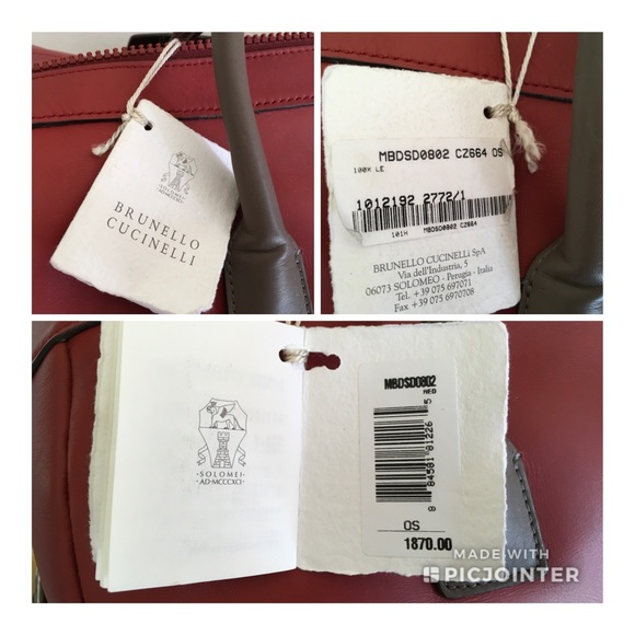 BRUNELLO CUCINELLI Red Taupe Leather Duffel Bag - Picture 8 of 8